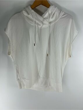 sundays Ivory Sleeveless Cowl-Hood Sweatshirt